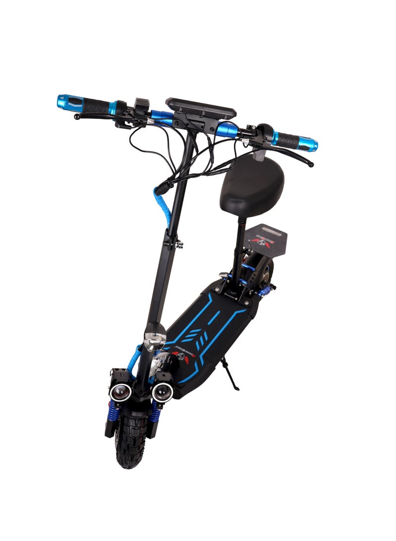 ROHAN WINGS Electric Scooter for Adults KT4A Blue,New model, Powerful and Durable Motor, 30km range with powerful 48V 13AH Battery, Excellent Speed, Bluetooth Speaker, Seat with free accessories Helmet, Safety Belt, and Lock. - Image 2